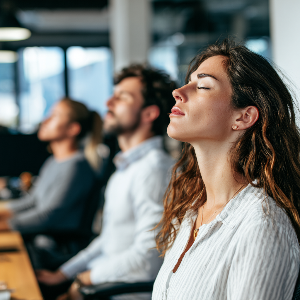 Mosolygós magyar felnőttek különböző korcsoportokból természetes környezetben jógáznak